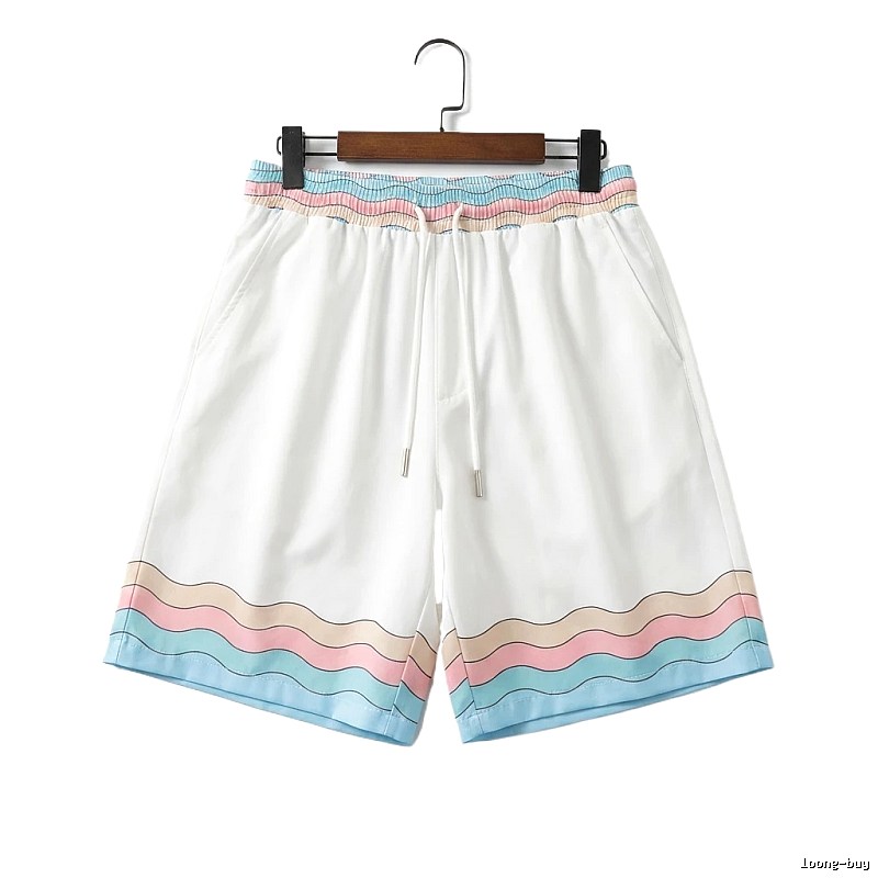 Casablanca Wave Pattern Casual White Shorts
