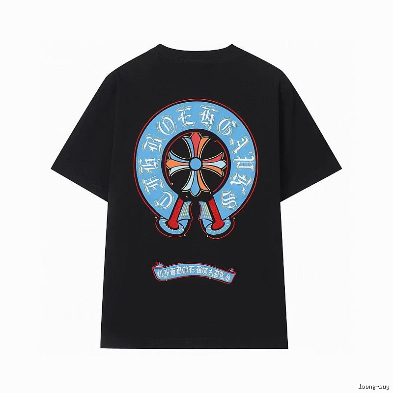 Chrome Hearts Colorful Cross Trendy Cool Style Black Short-sleeve T-shirt