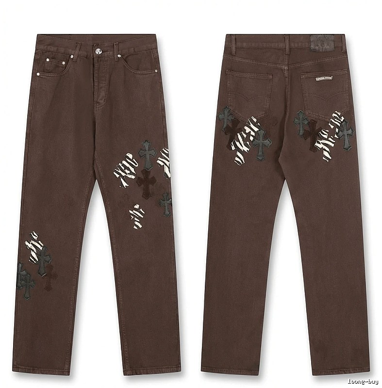 Chrome Hearts Cross Dark Style Brown Pants