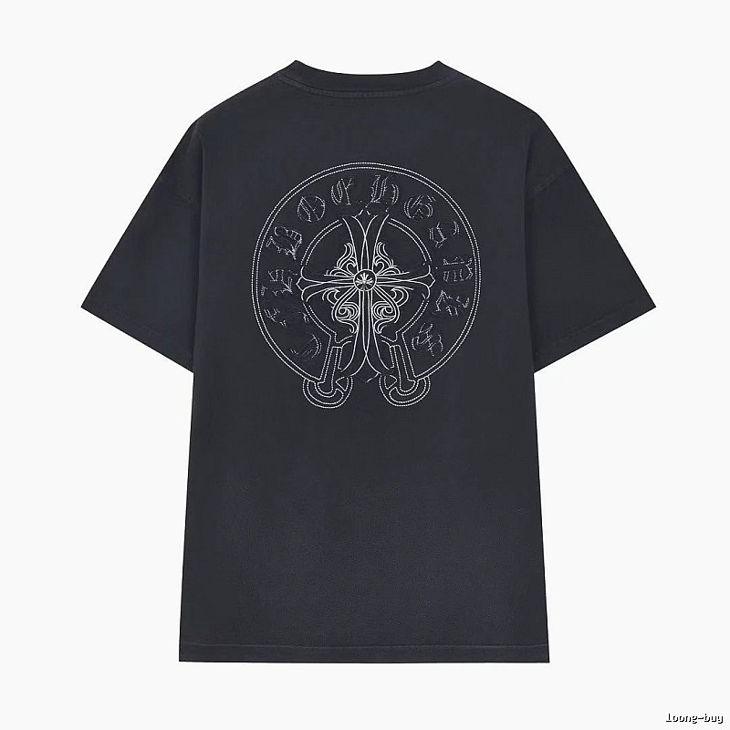 Chrome Hearts Cross Embroidered Street Style Black T-Shirt