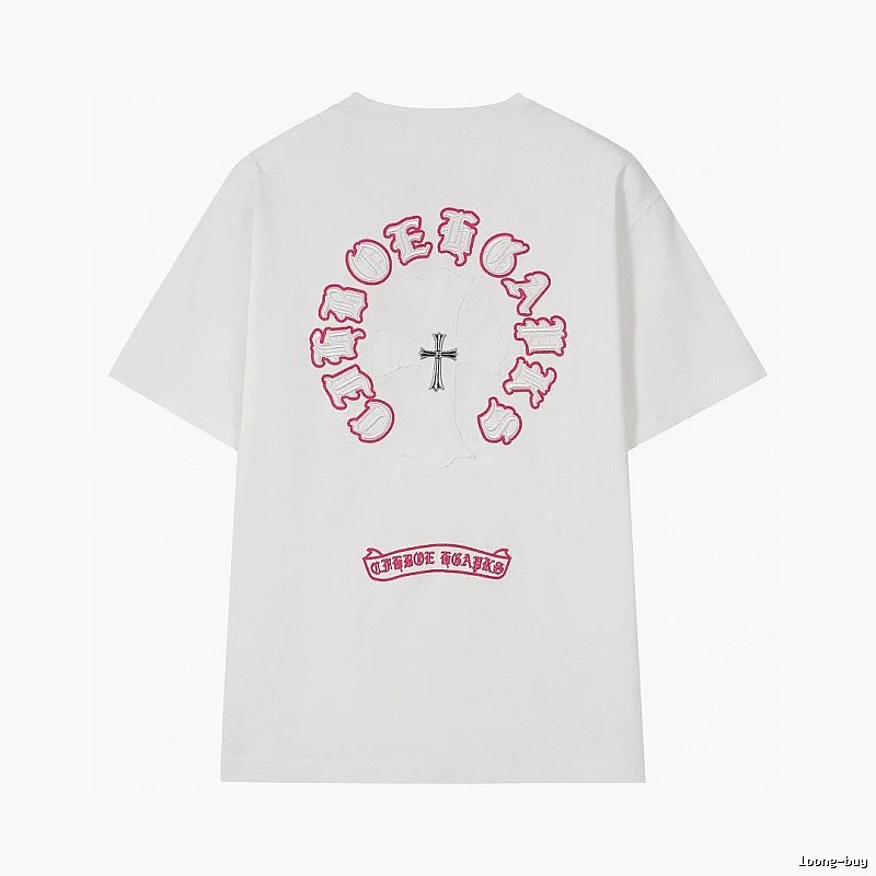 Chrome Hearts Cross Embroidered Street Style White T-Shirt