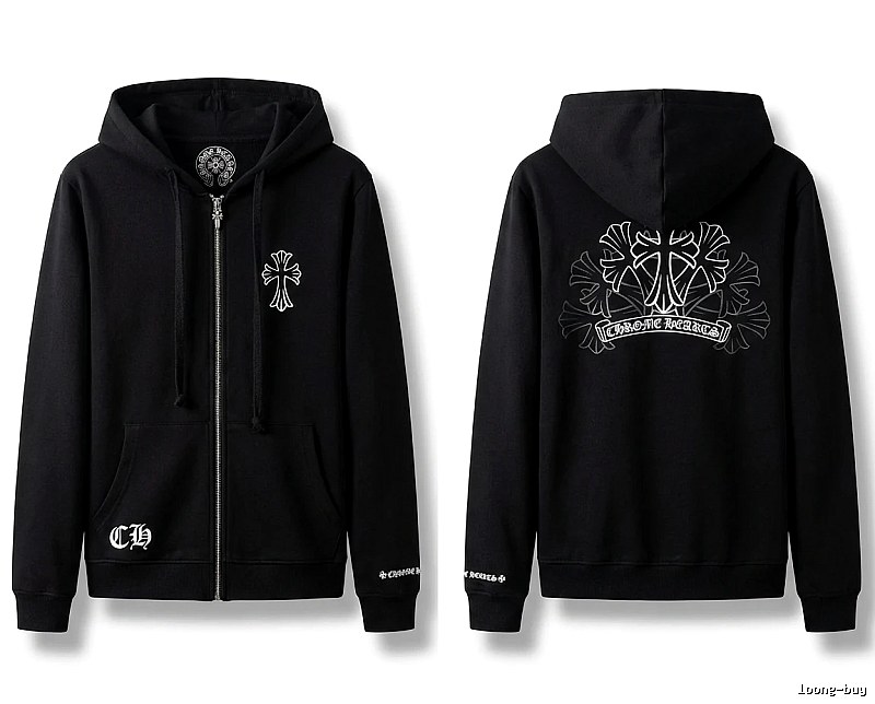 Chrome Hearts Cross Print Style Black Sweatshirt