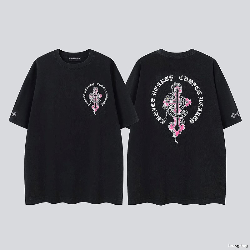 Chrome Hearts Gothic Style Snake & Cross Black Short-Sleeve T-Shirt