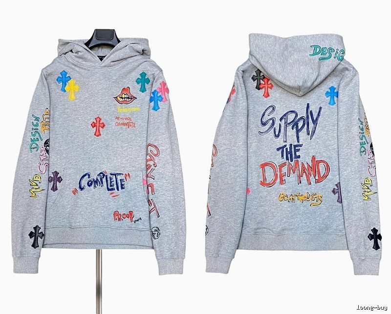 Chrome Hearts Graffiti Style Grey Hoodie