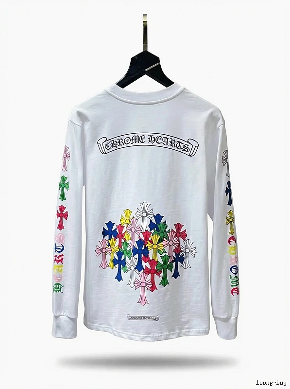 Chrome Hearts Long-sleeved White T-shirt with Colorful Print
