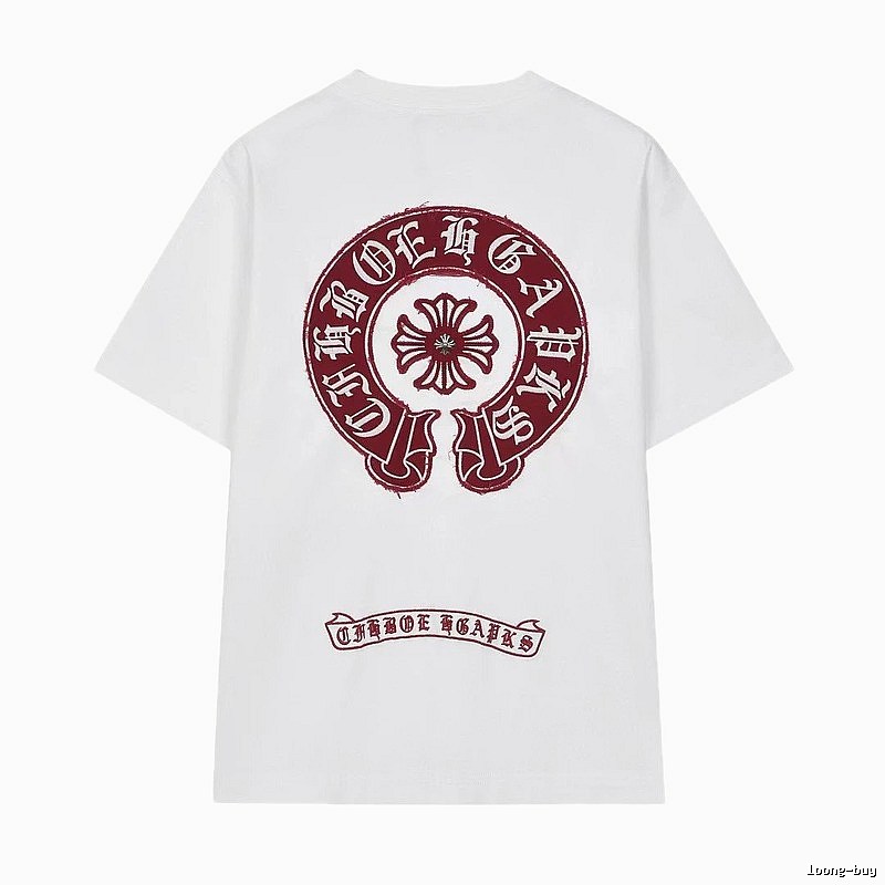 Chrome Hearts Vintage Style White T-shirt with Horseshoe Embroidery