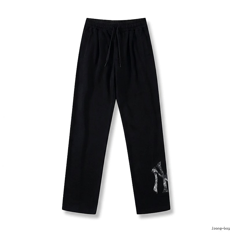 Classic trendy brand black trousers of MLB