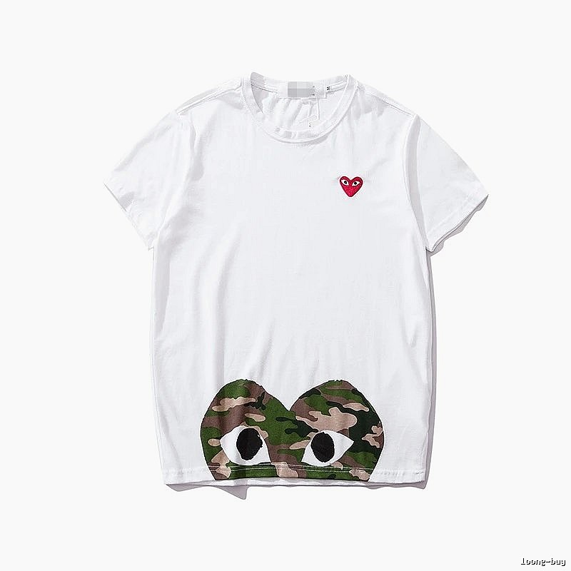 Comme des Garcons PLAY 2021-49 Green Style 2149 Heart Logo T-Shirt Casual Layering