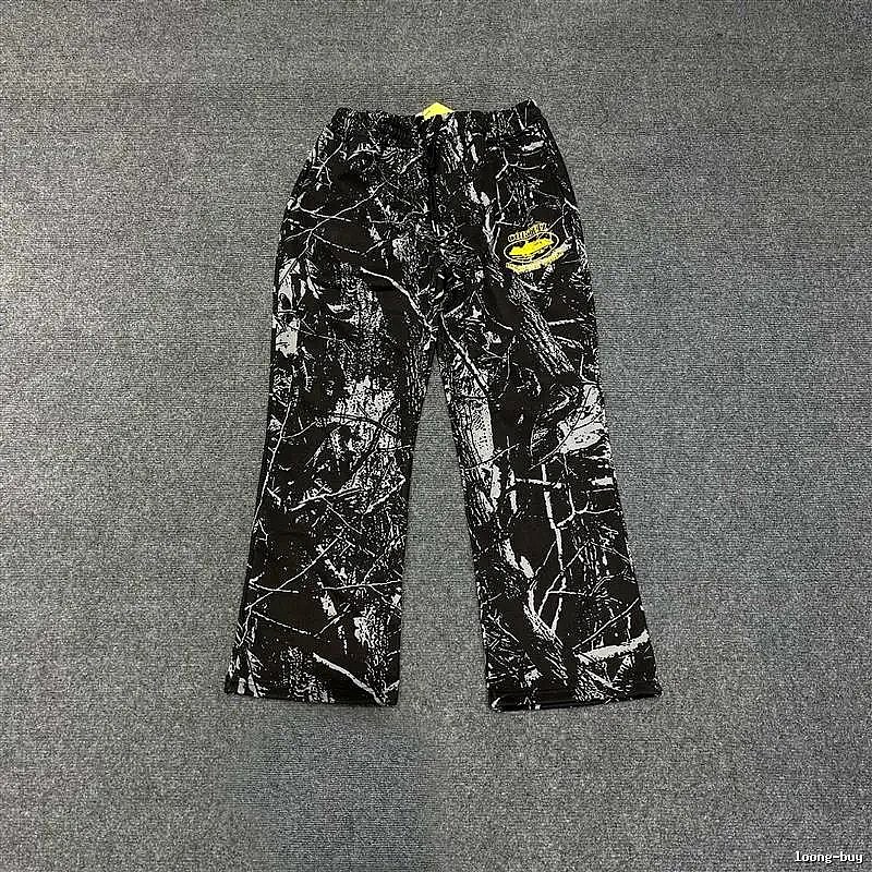 Corteiz graffiti-style black long trousers