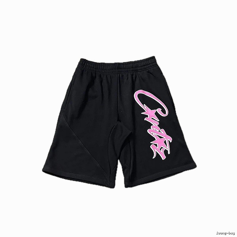 Corteiz graffiti-style black shorts