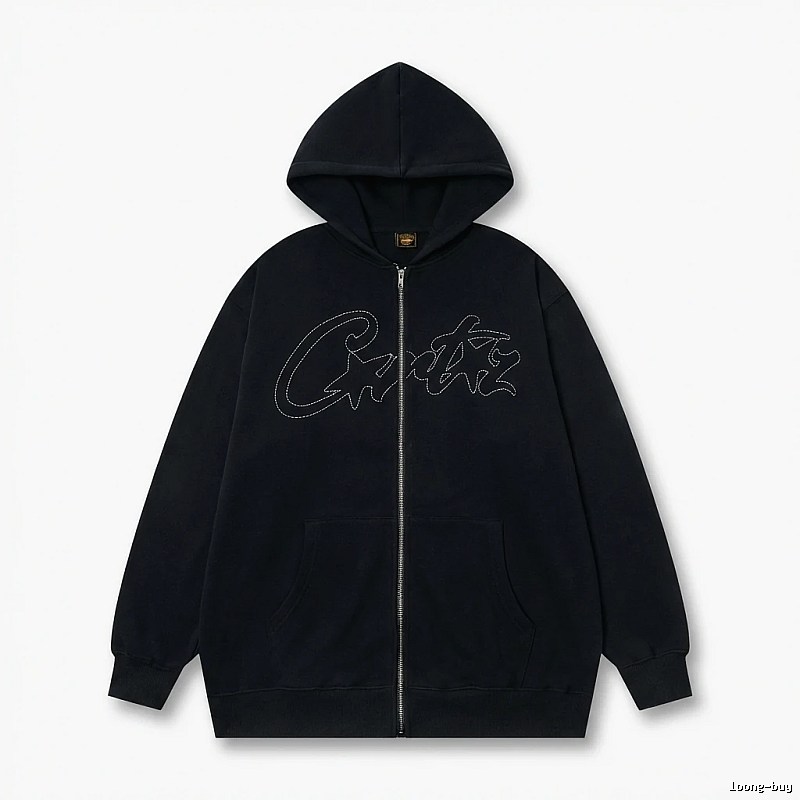Corteiz minimalist style black hoodie