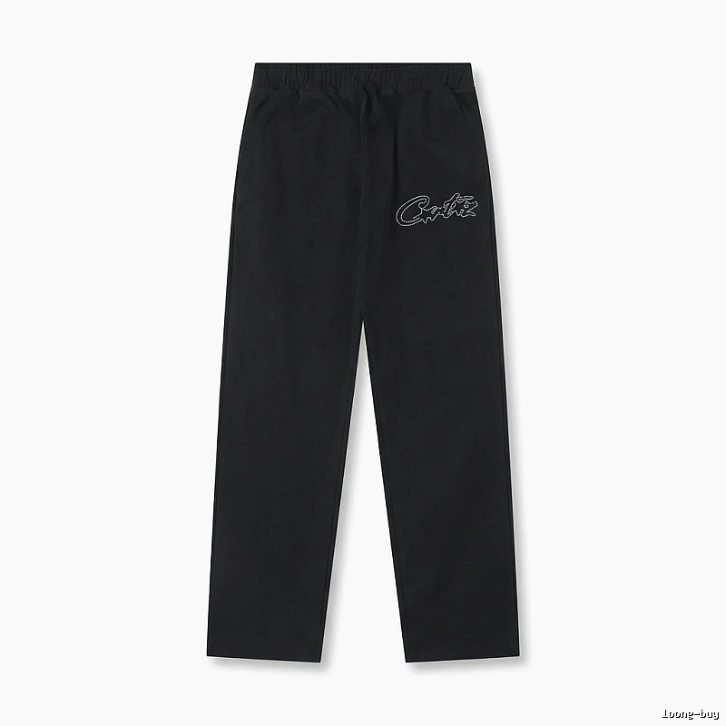 Corteiz minimalist style black long trousers