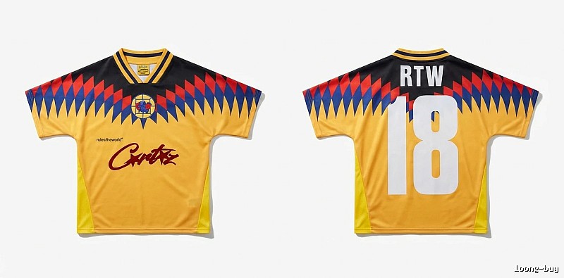 Corteiz RTW series yellow, black and blue color - blocking jersey