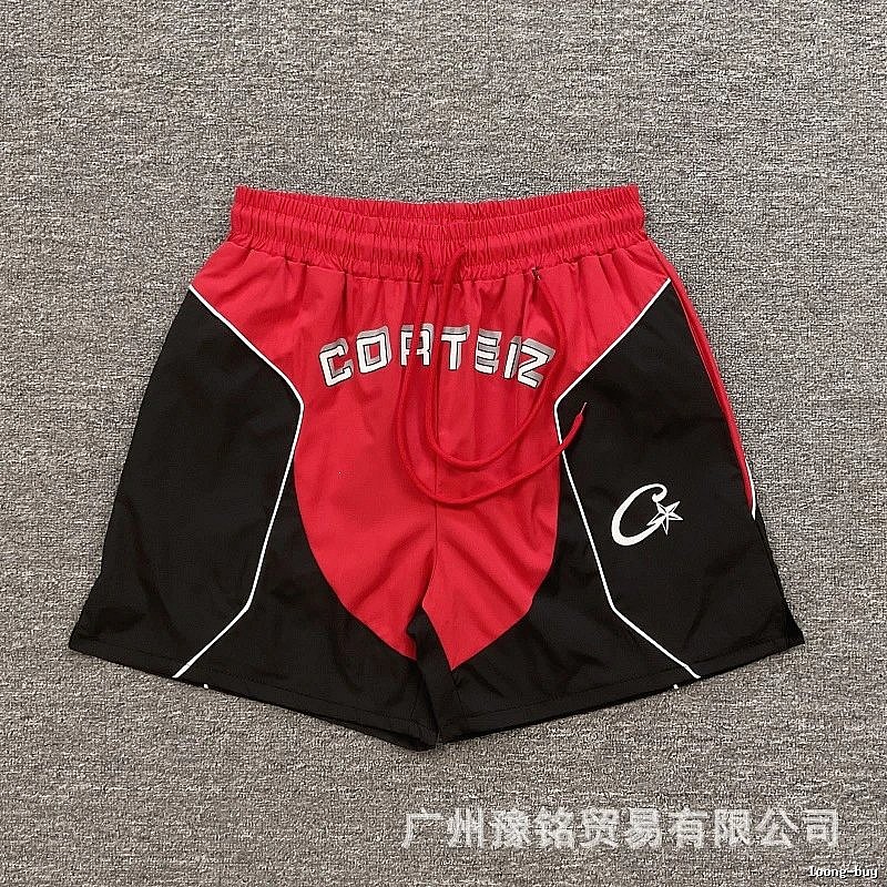 Corteiz Star Logo Street Style Red and Black Sports Shorts