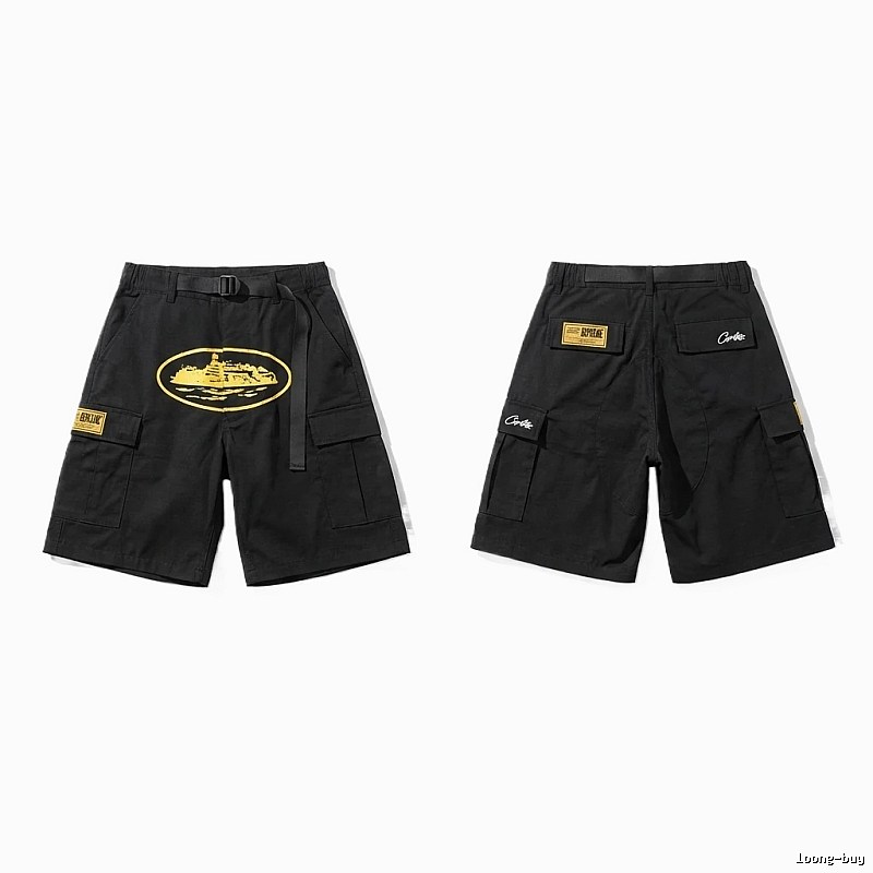 Corteiz workwear-style black shorts