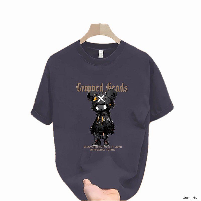Crowned Heads Mechanical Bear Street Style Charcoal Gray T-Shirt