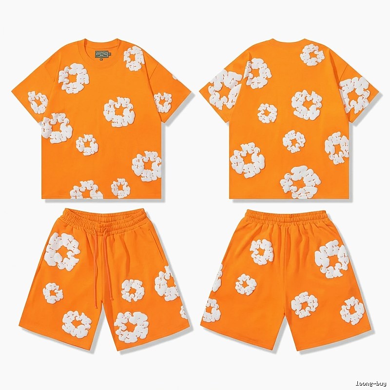 DENIM TEARS Orange and White Floral Wind Suit