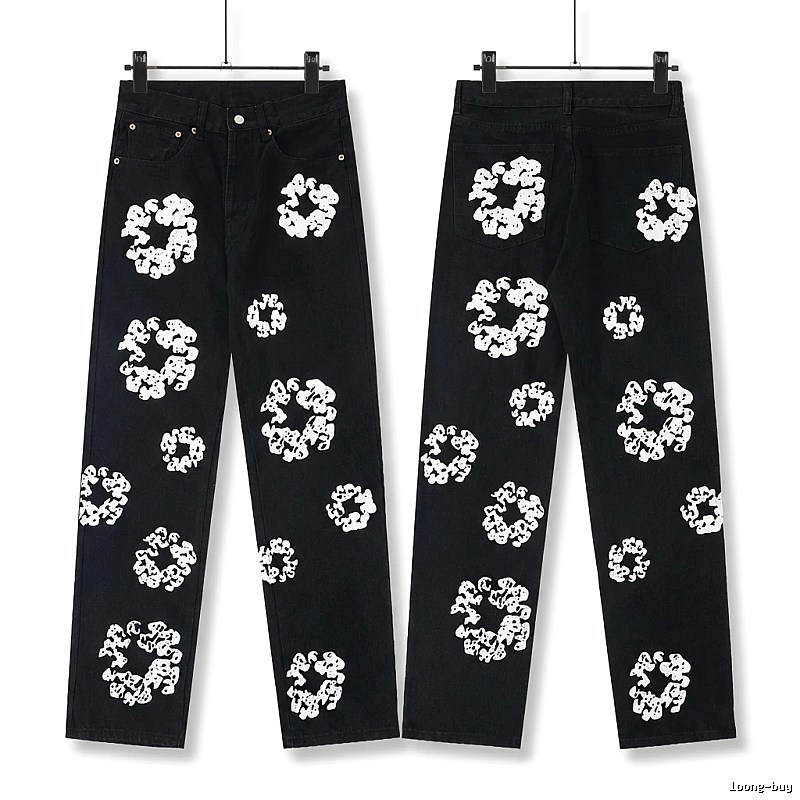 DENIM TEARS Printed Retro-Style Black Pants