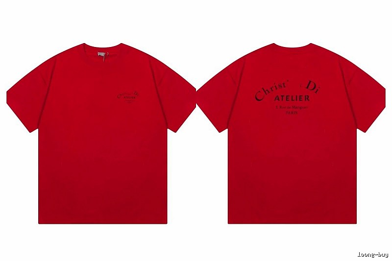 Dior Atelier Minimalist Style True Red Short-sleeve T-shirt