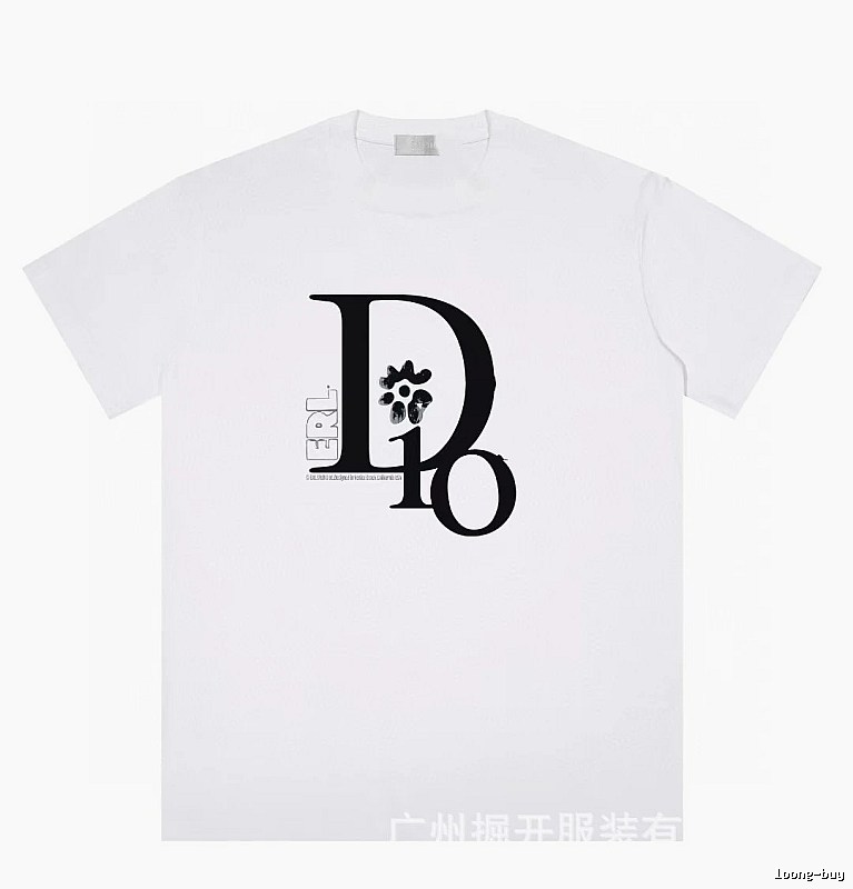 Dior Co-branded Trendy Style Printed White T-Shirt