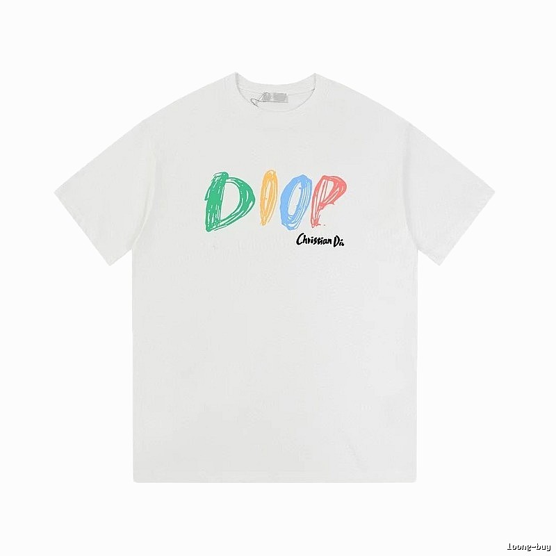 Dior Colorful Graffiti Casual Style White Short-sleeve T-Shirt
