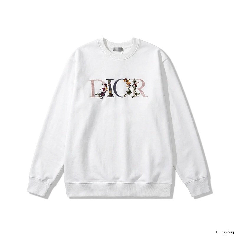 Dior floral embroidery style white sweatshirt