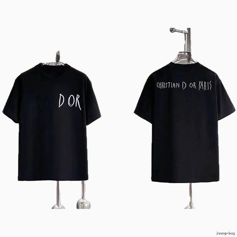 Dior Hand-painted Graffiti Minimalist Style Black T-shirt