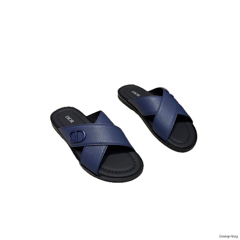 Dior Light Luxury Style Dark Blue Men's Slides