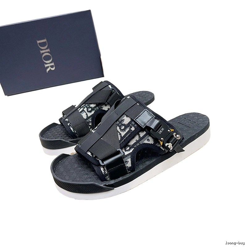 Dior Monogram Casual Style Black and White Slides
