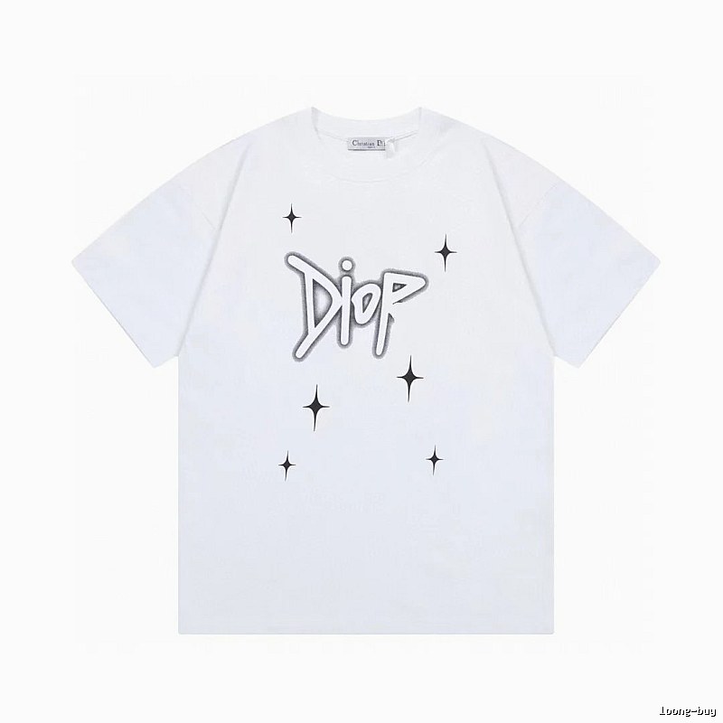 Dior Starburst Graffiti Street Style White Short-sleeve T-shirt