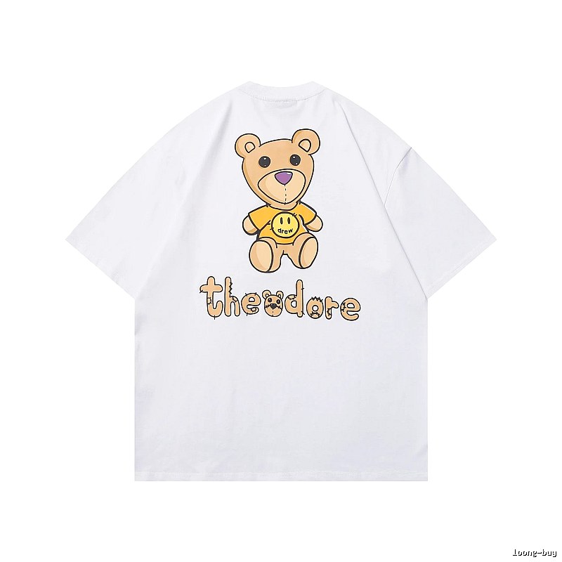 DREW Bear Print Street Style White T-shirt