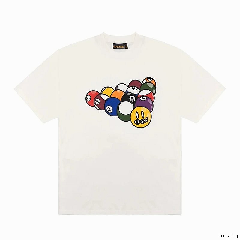 DREW Billiards Smiley Face Street Style Off-white T-shirt