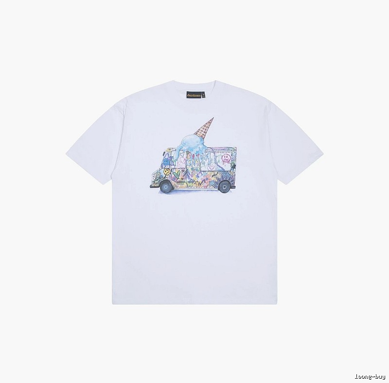 DREW Graffiti Style Ice Cream Truck White Short Sleeve T-shirt