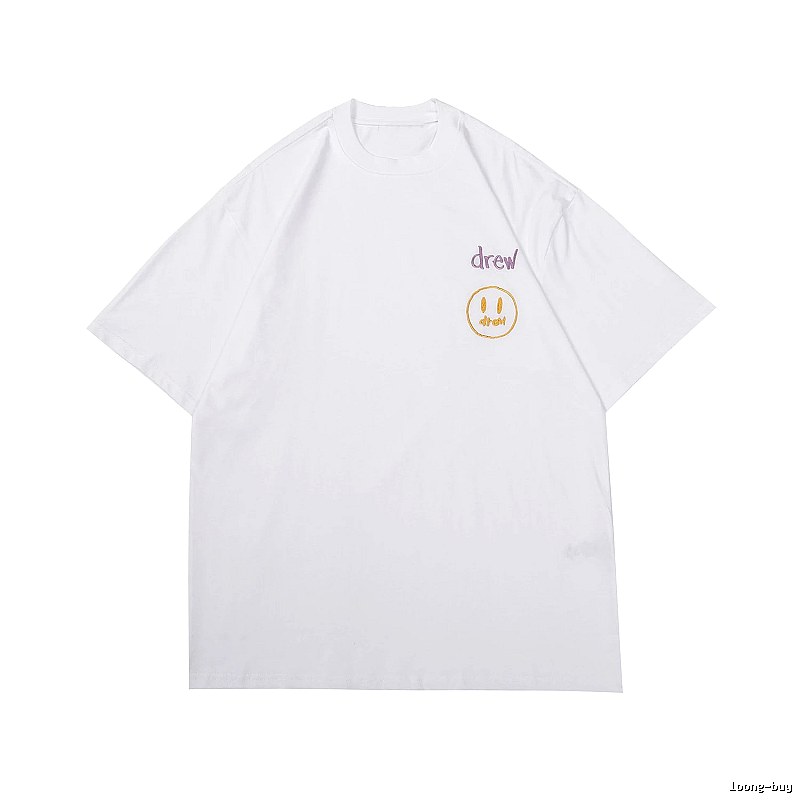 DREW Smiley Embroidered Street Style White T-Shirt