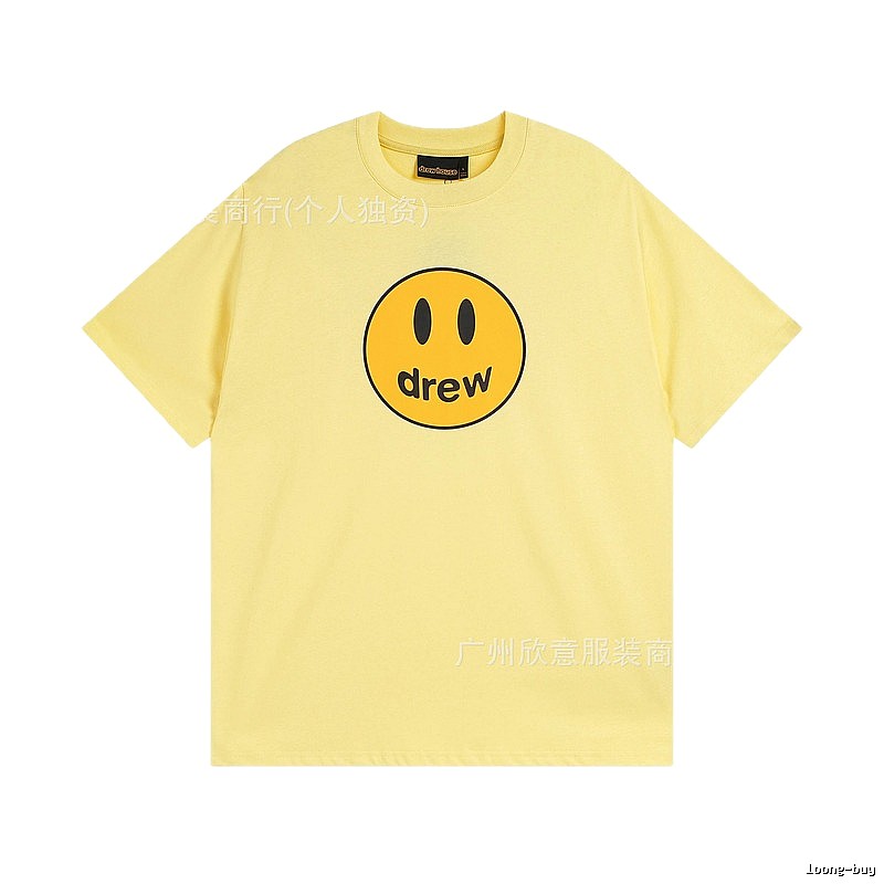 DREW Smiley Face Series Street Style Light Yellow T-shirt