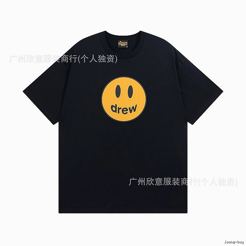 DREW Smiley Street Style Black Short-sleeve T-shirt