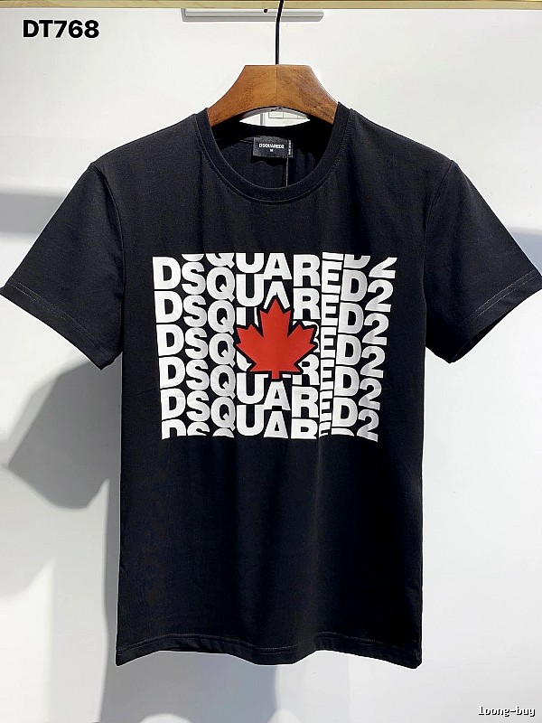 DSQ2 Maple Leaf Print Street Style Black T-Shirt
