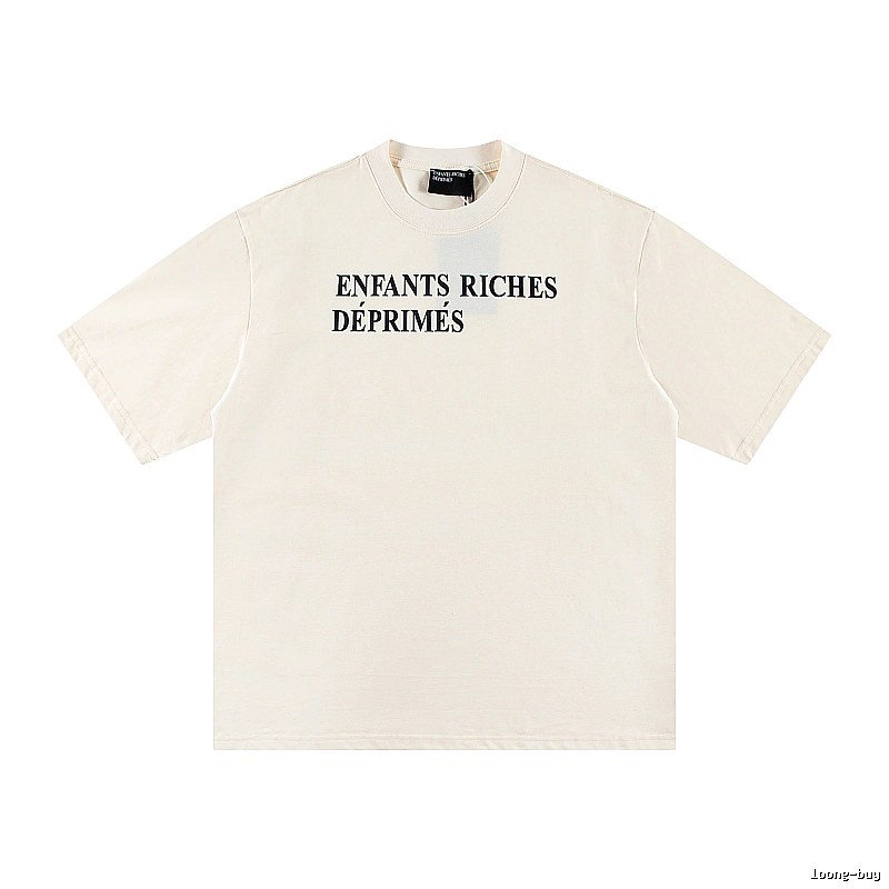 ERD Letter Print Minimalist Style Off-white Short-sleeve T-shirt