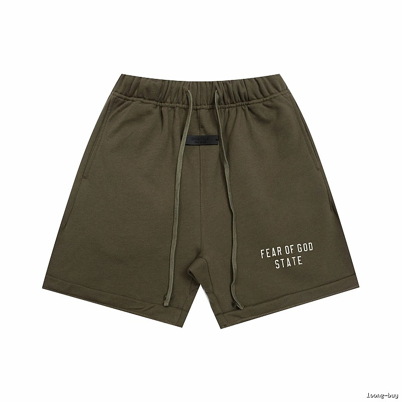 ESSENTIALS Sporty Military Green Shorts