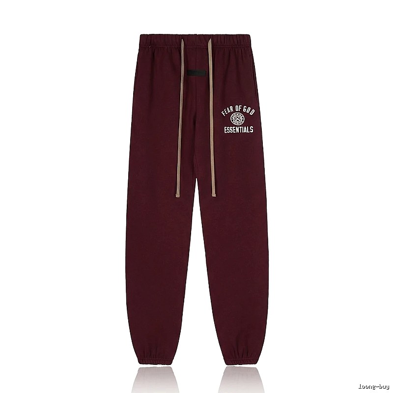 ESSENTIALS Trendy Casual Wine Red Sweatpants