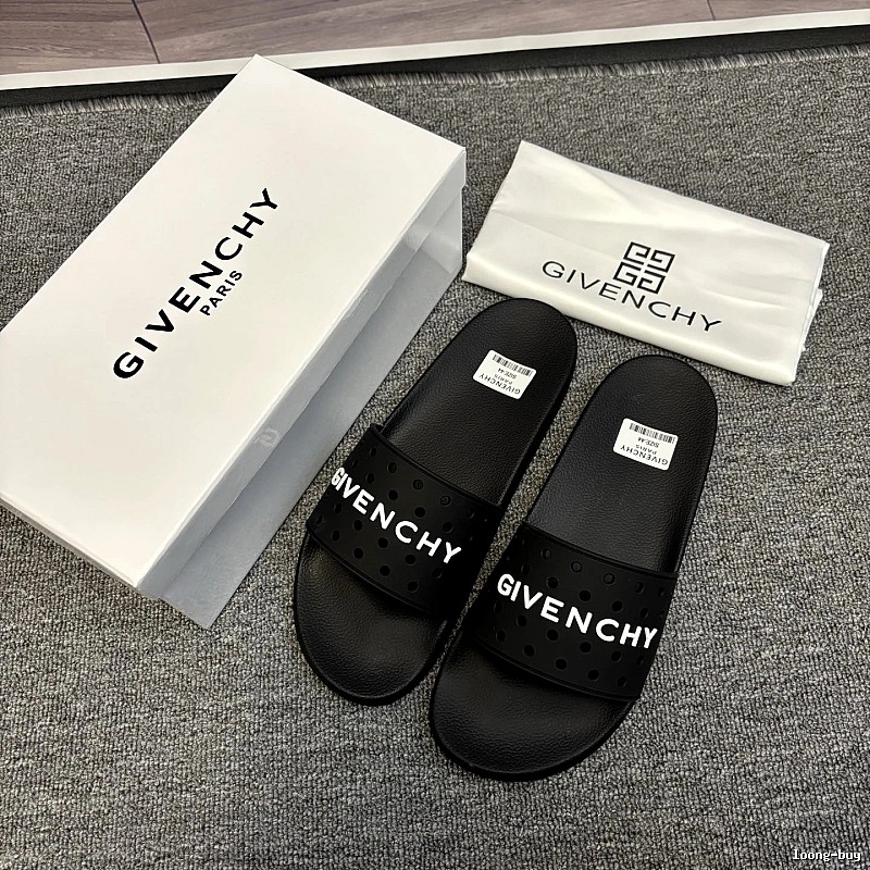 Givenchy Letter Cut-out Light Luxury Style Black Slides