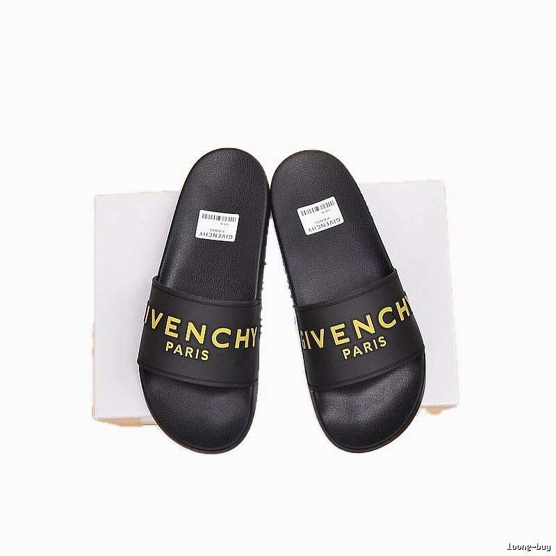 Givenchy Letter Print Streetwear Style Black Slides