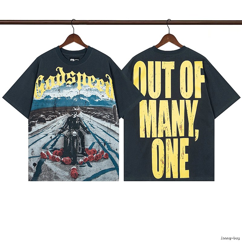 Godspeed Print Biker Style Dark Gray T-Shirt