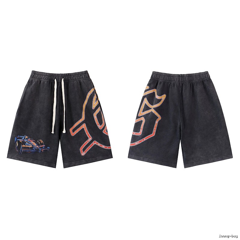 Godspeed Racing Print Street Style Charcoal Black Shorts