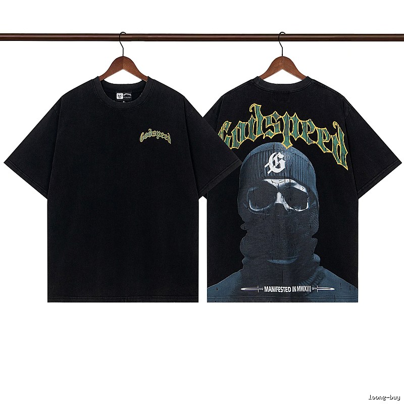 Godspeed Skull Print Street Style Black T-Shirt