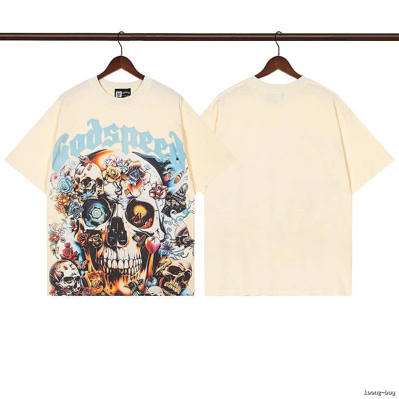 Godspeed Skull Print Street Style Off-white T-shirt