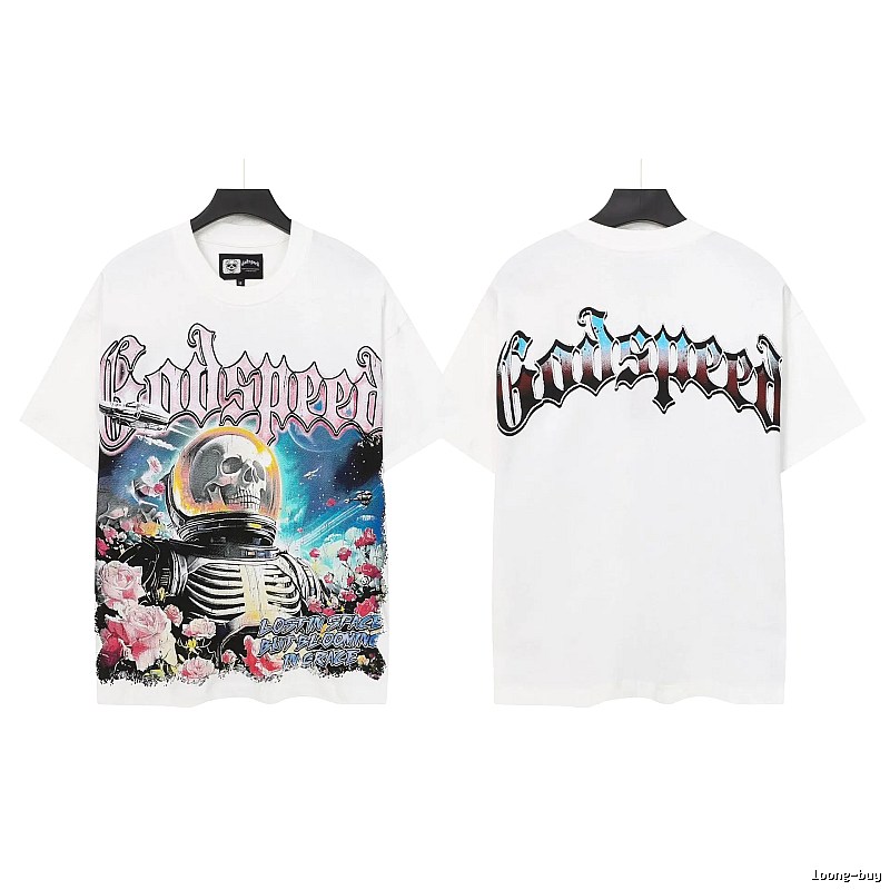Godspeed Skull Rose Gothic Style White T-shirt