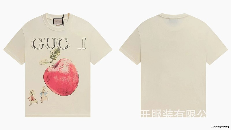 Gucci Apple Print Vintage Style Off-White T-Shirt