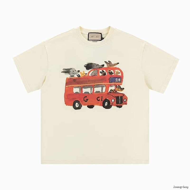 Gucci Bus Print Whimsical Style Off-white T-Shirt