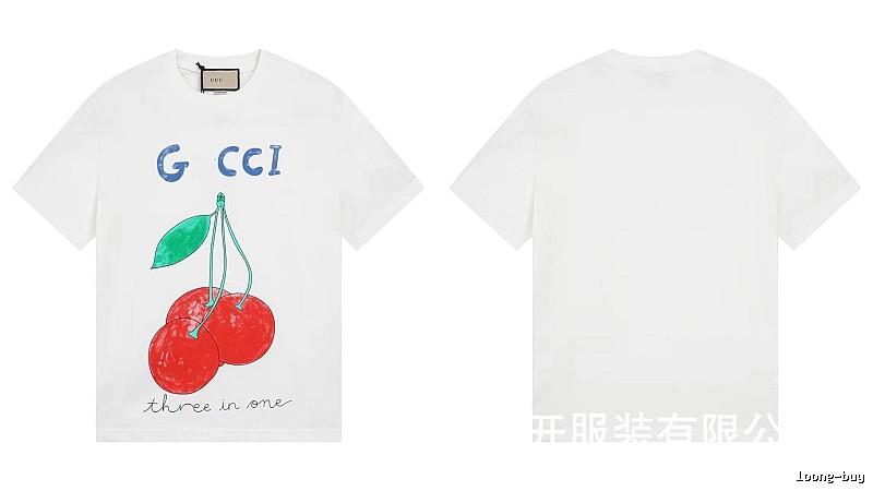 Gucci Cherry Print Casual Style White T-Shirt